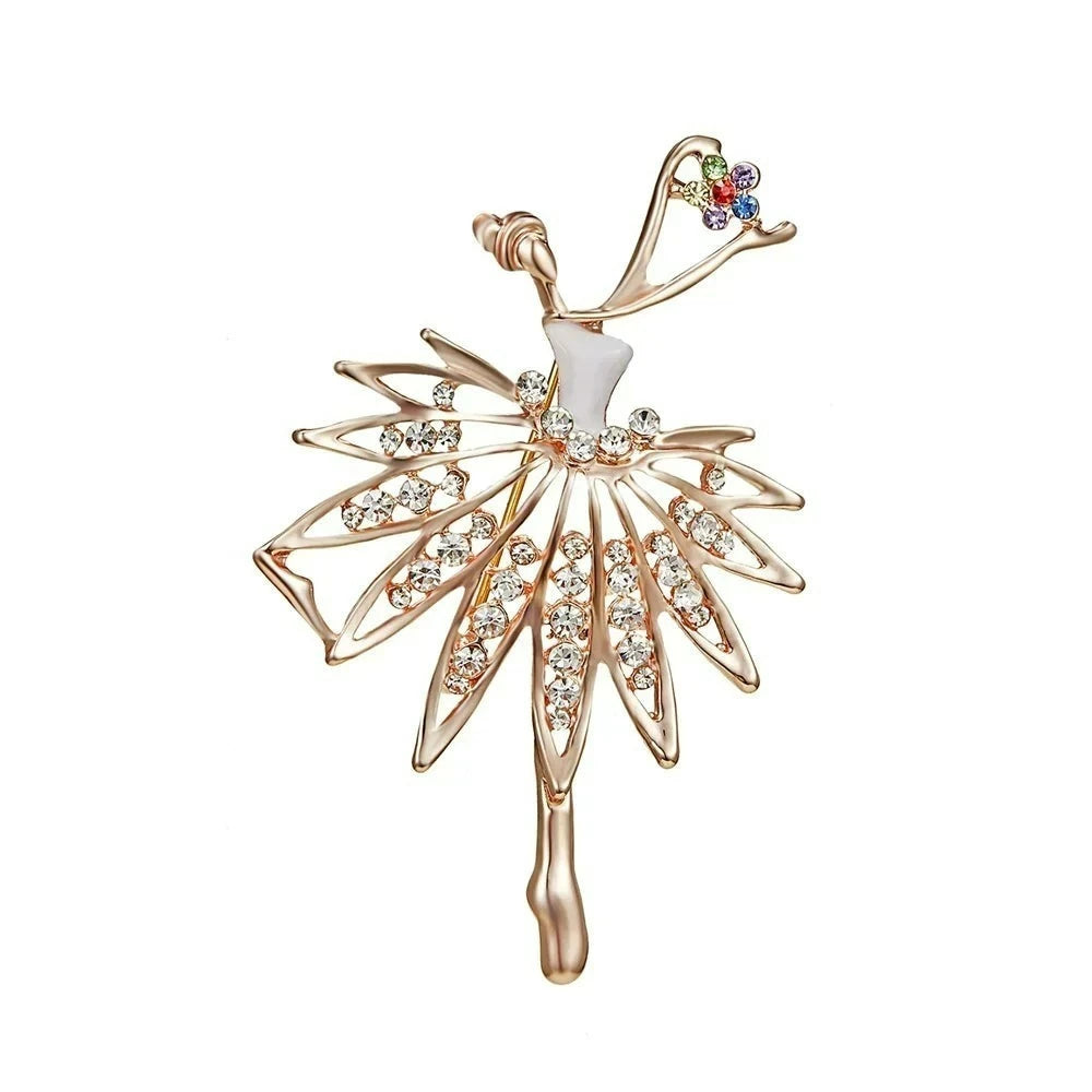 front of ballerina brooch pin made of crystals