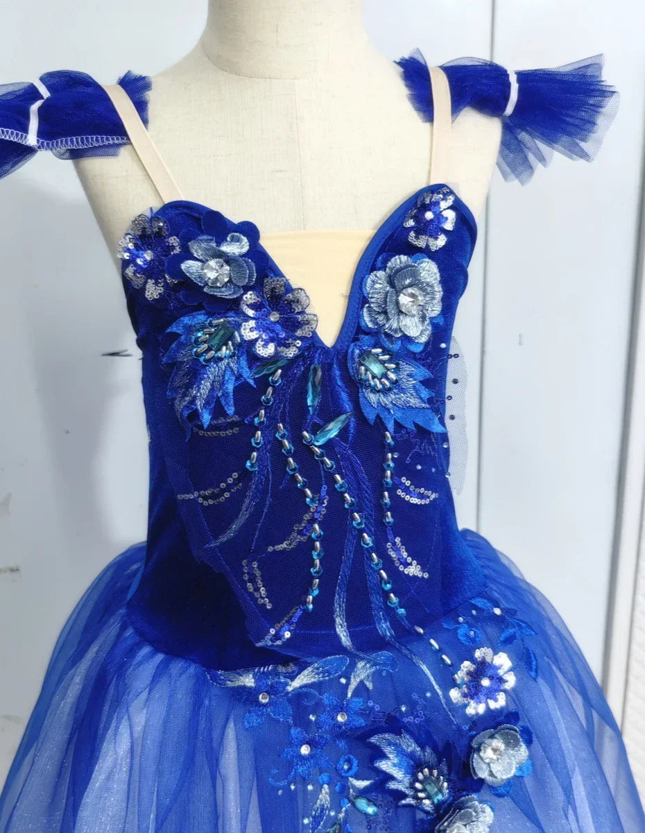 blue floral budget romantic tutu  for ballet