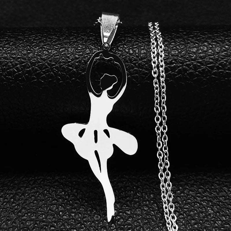 silver ballerina necklace
