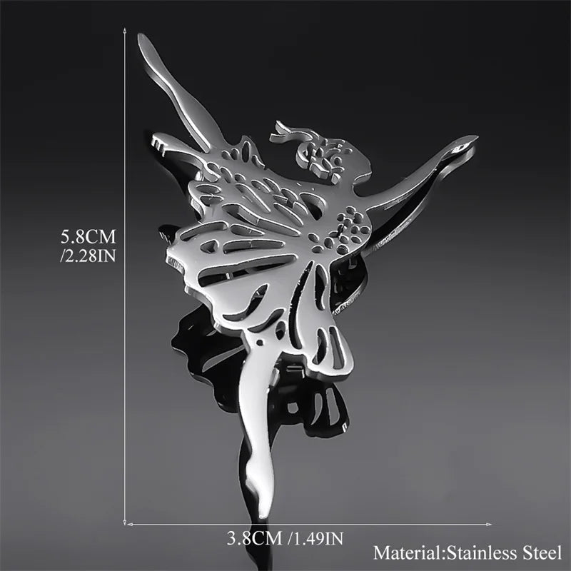 Stainless steel ballerina brooch pin and dance bag pin