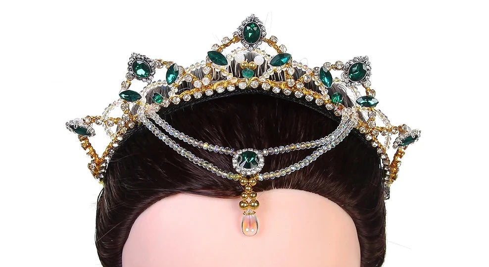 green crystal ballet headpiece yagp tiara