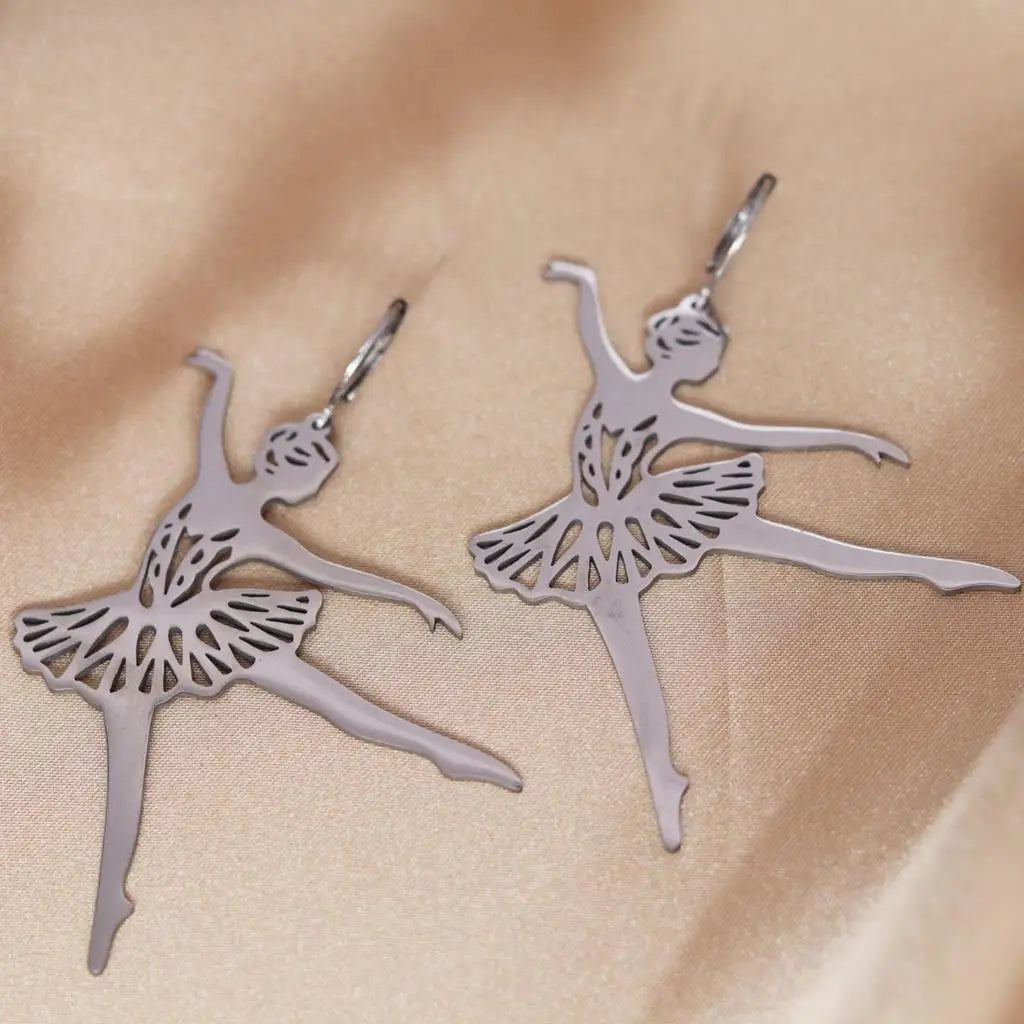 stainless steel ballerina earrings