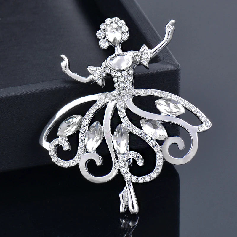 front of crystal ballerina pin brooch