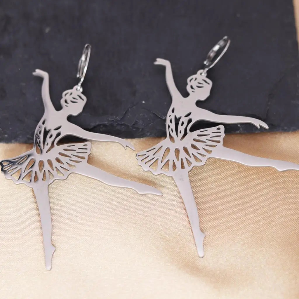 boucles d'oreilles ballerines en acier inoxydable