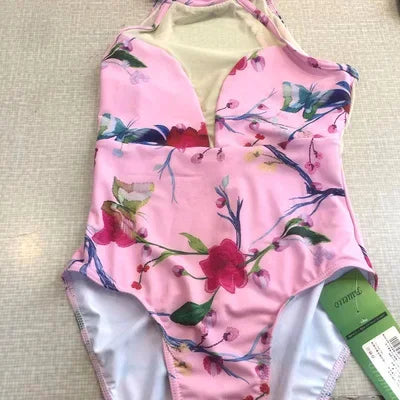 halter floral leotard