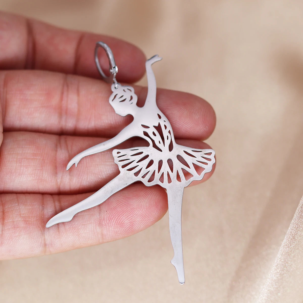 stainless steel ballerina earrings