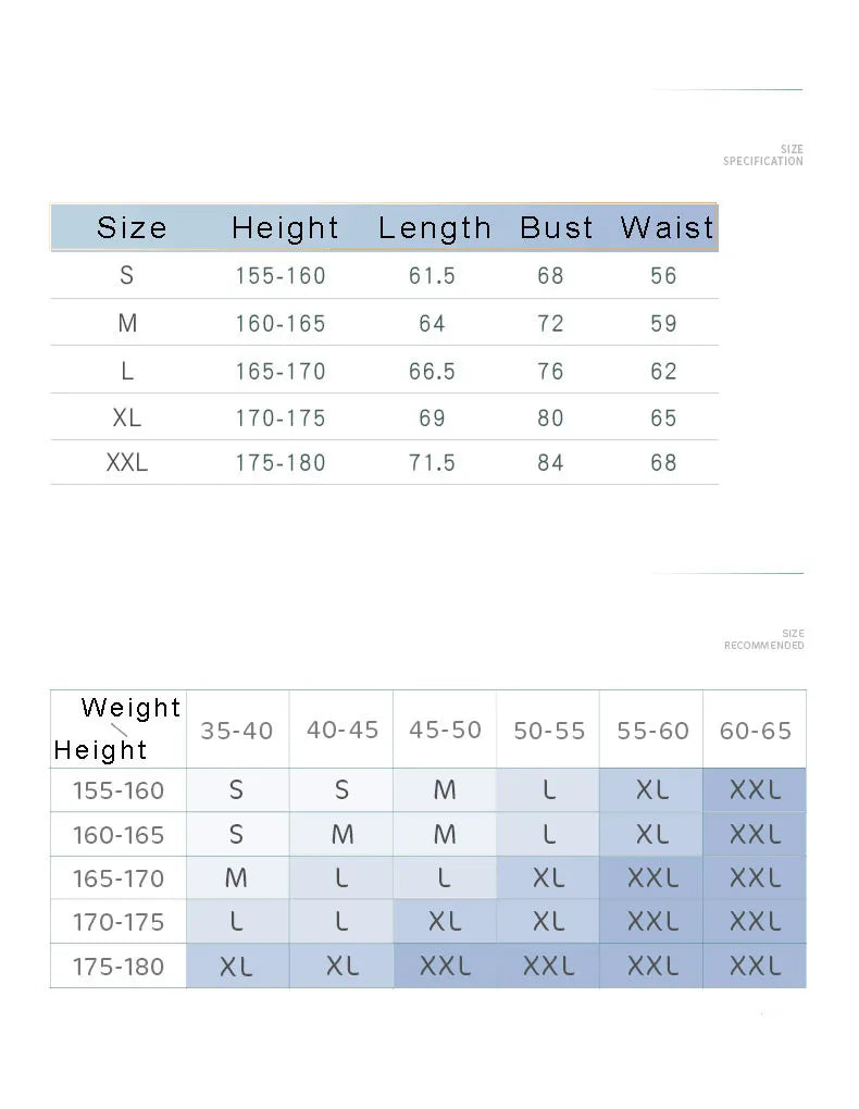 tabela de tamanhos para collant de camisola feminina