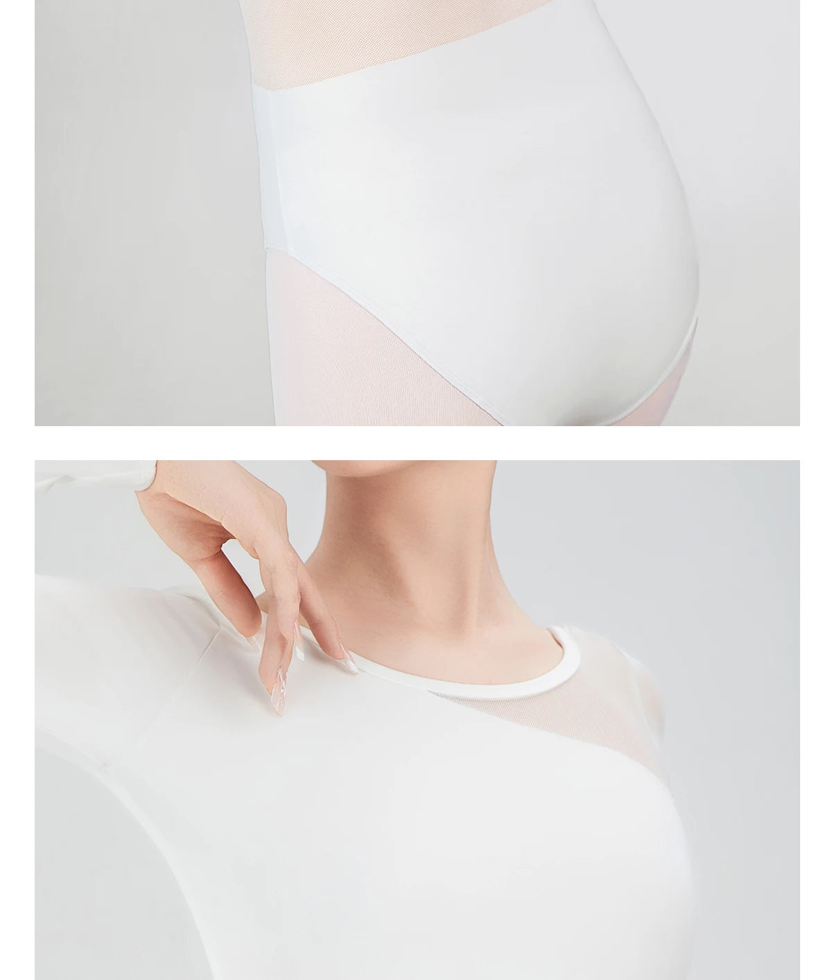 weißer Netz-Kontrast-Turnanzug