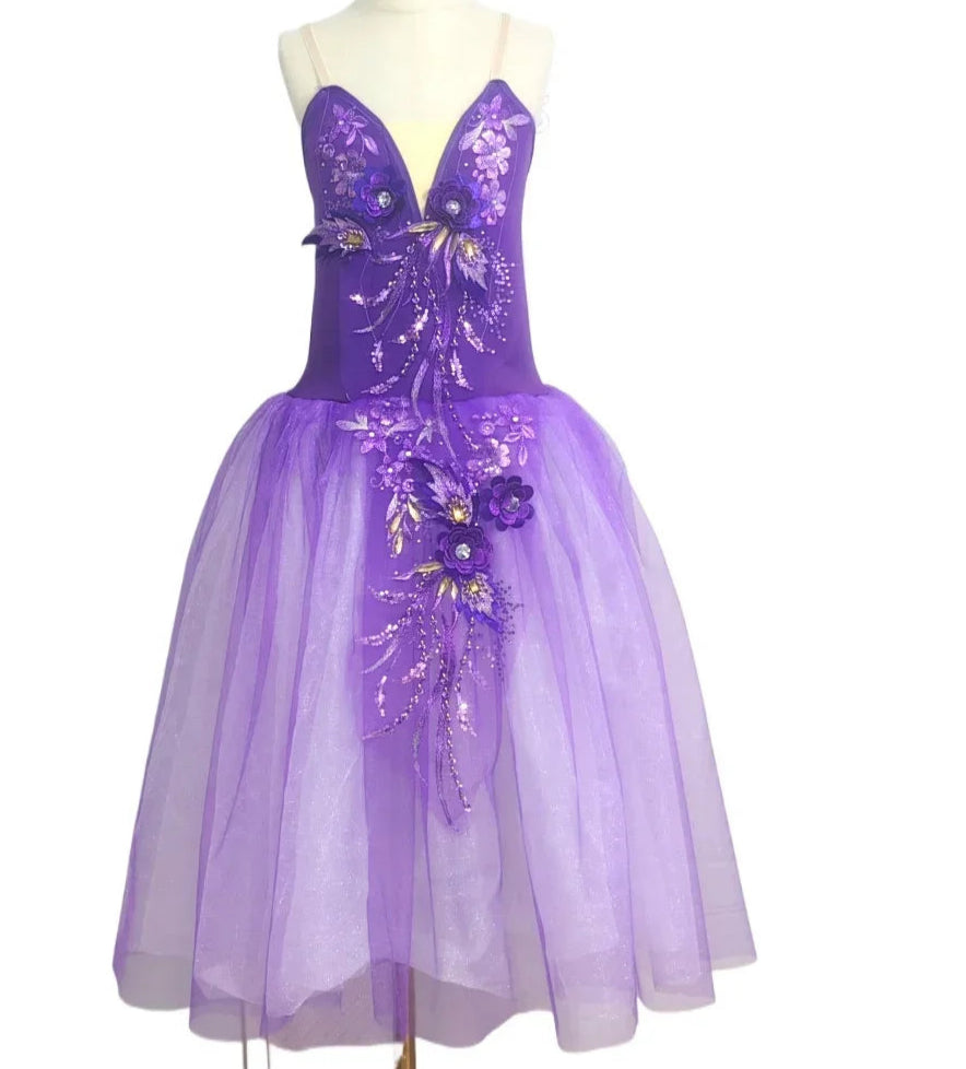 purple floral budget romantic tutu  for ballet