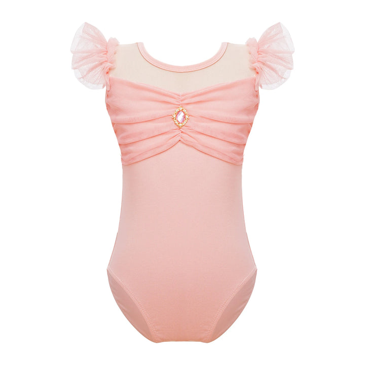 Vorderseite des rosa Mädchen-Bodysuit-Trikots mit Juwel
