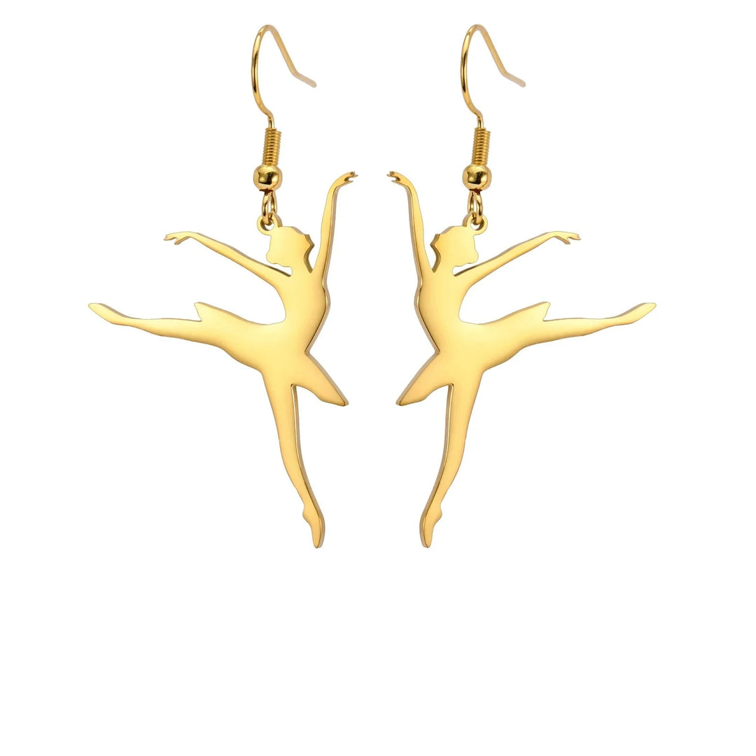 Paar goldene Ballerina-Ohrhänger