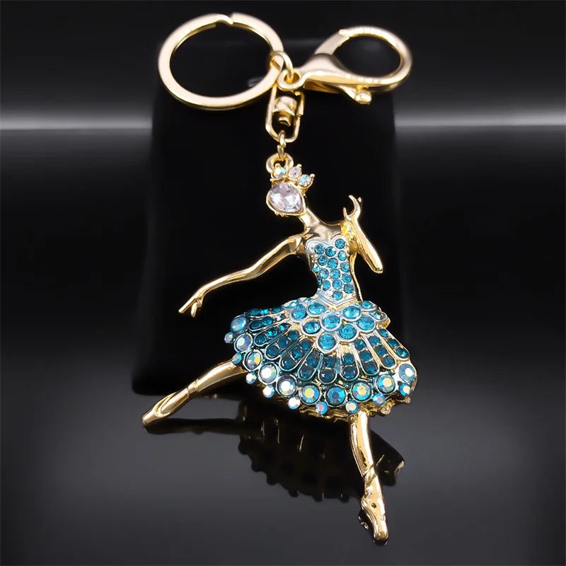 Blauer Kristall-Ballerina-Schlüsselanhänger YAGP