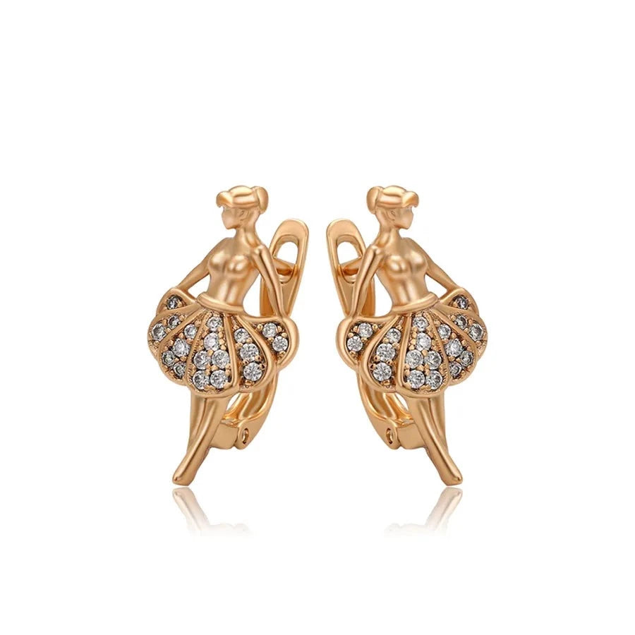 Ein Paar Ballerina-Ohrringe aus Kupfer und Strass