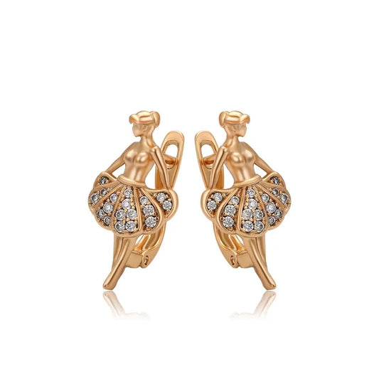 Ein Paar Ballerina-Ohrringe aus Kupfer und Strass