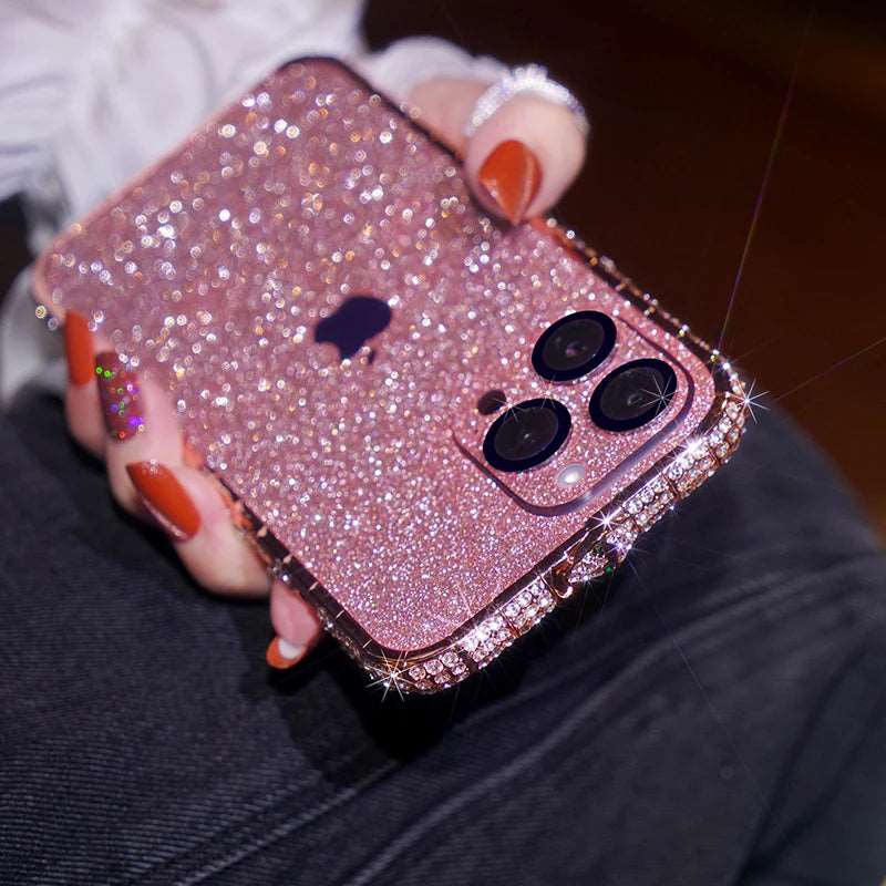 Розовый блестящий чехол для iPhone