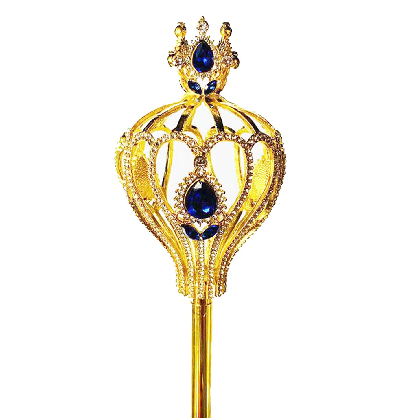 Gold crystal and faux sapphire scepter wand