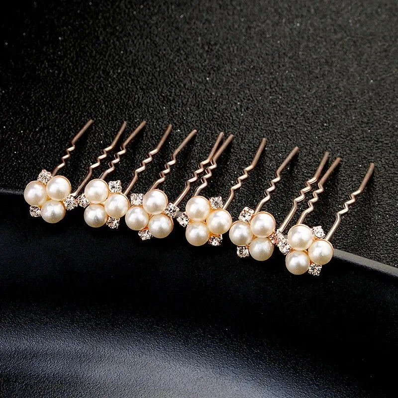 Decorative Crystal and Pearl Hairpins