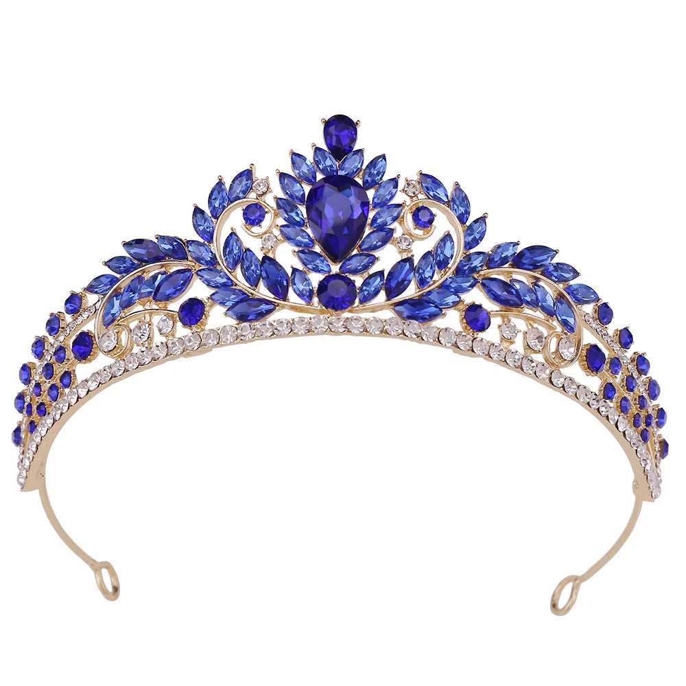 blue and gold crystal ballet and wedding tiara