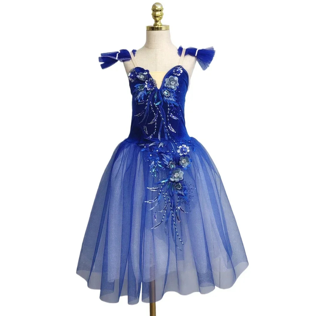 blue and floral budget romantic tutu  for ballet