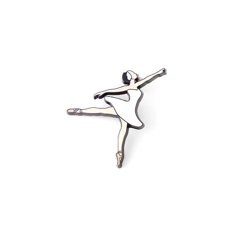 Ballerina wearing a white tutu brooch pin