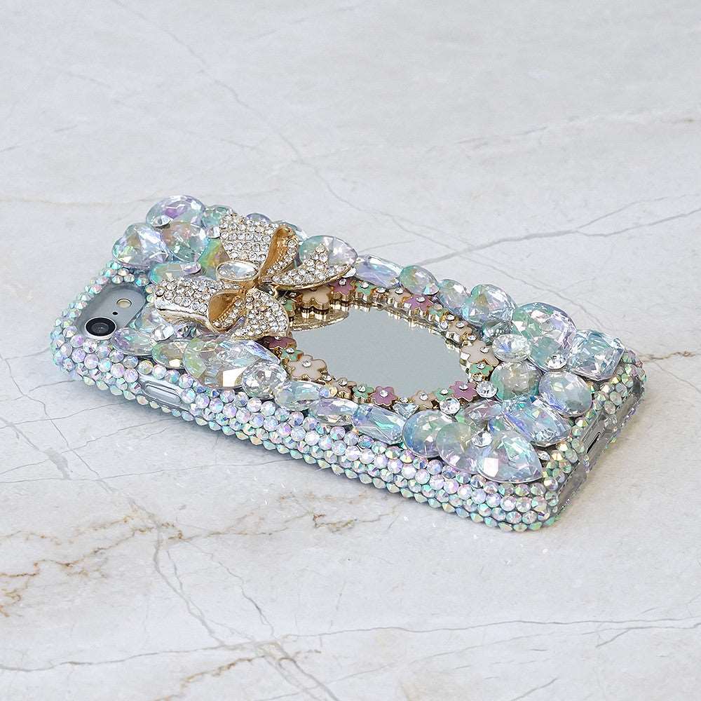 crystal iphone case with crystal bow and mirror