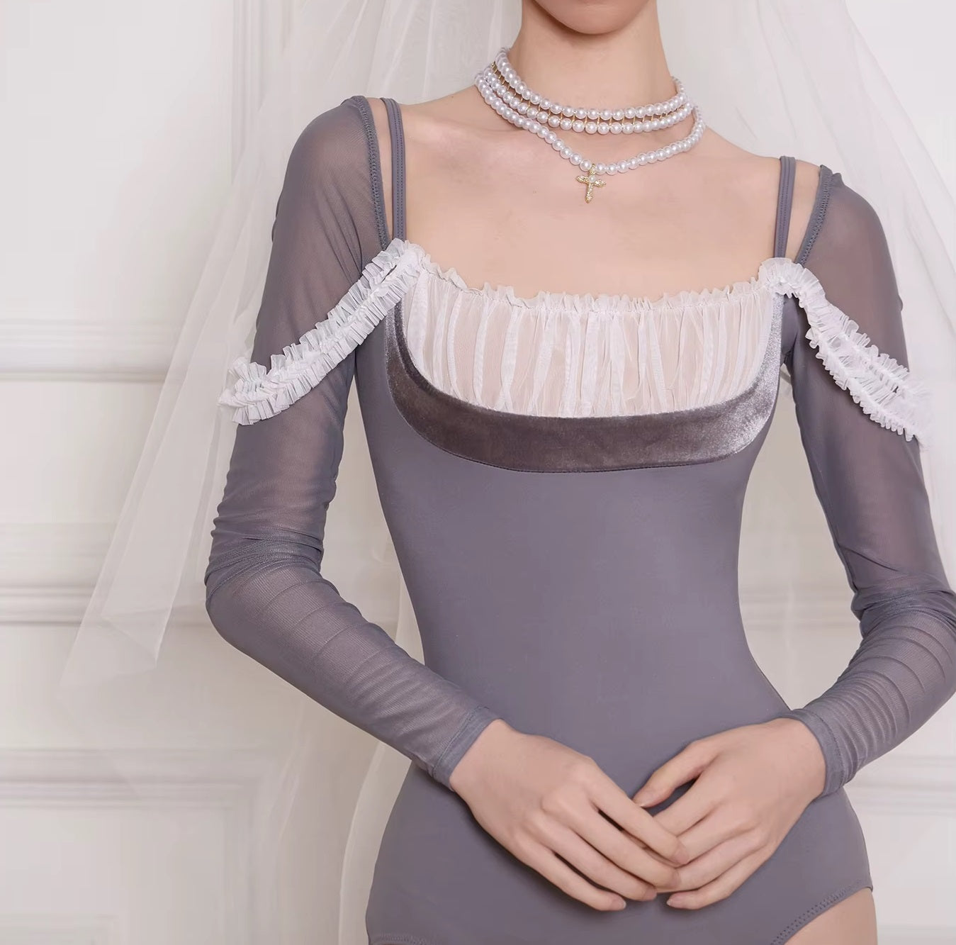 white long sleeve leotard marie antoinette\
