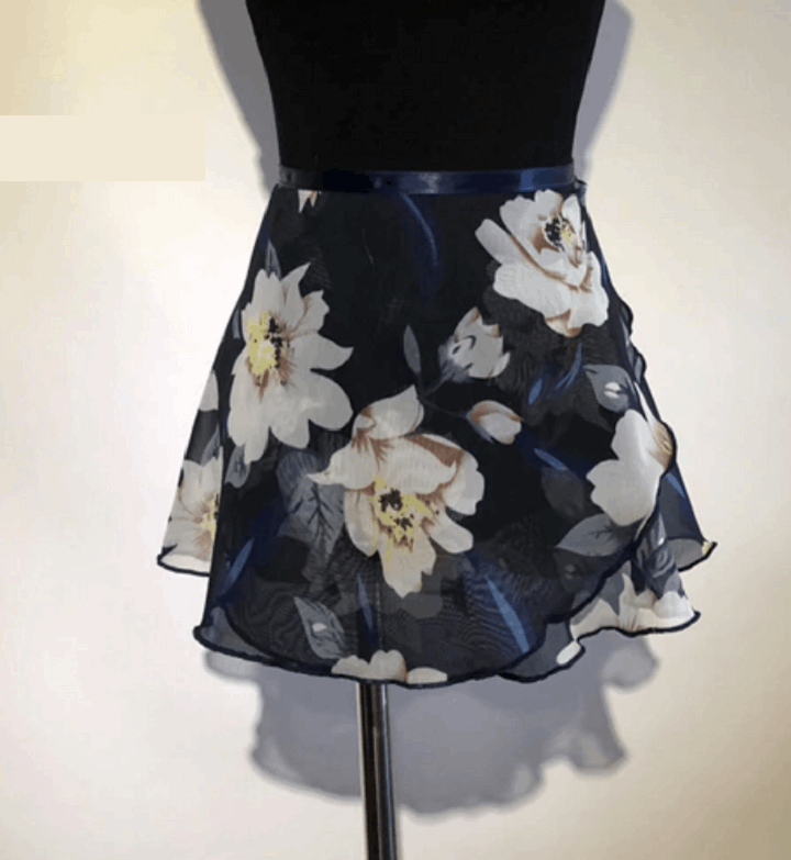 Black and White floral ballet wrap skirt. YAGP.
