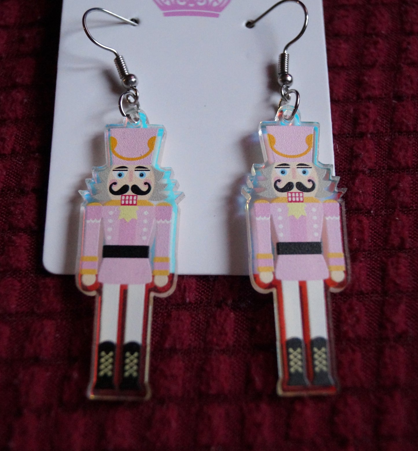 Pair of pink nutcracker ballet earrings