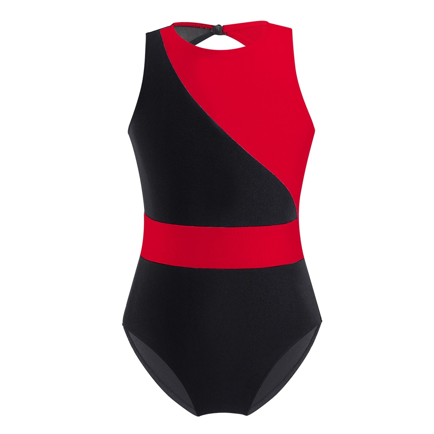 maillot infantil de tirantes negro y rojo