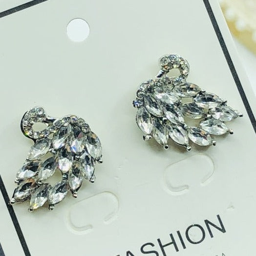 Crystal Swan Stud Earrings - Elegant Ballet Jewelry - Panache Ballet Boutique