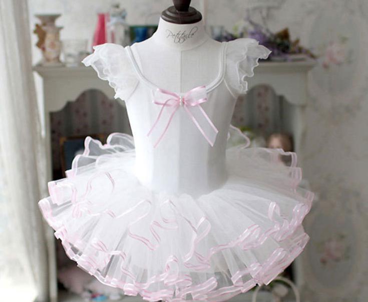 فستان توتو باللونين الأبيض والوردي للفتيات الصغيرات