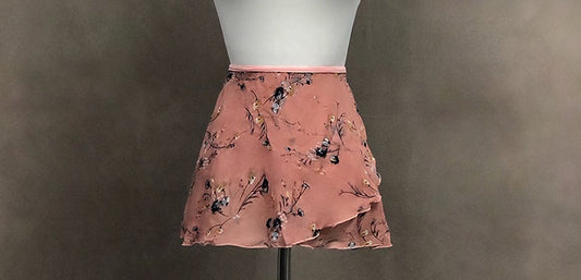 front of ballet pink and floral ballet skirt. YAGP.