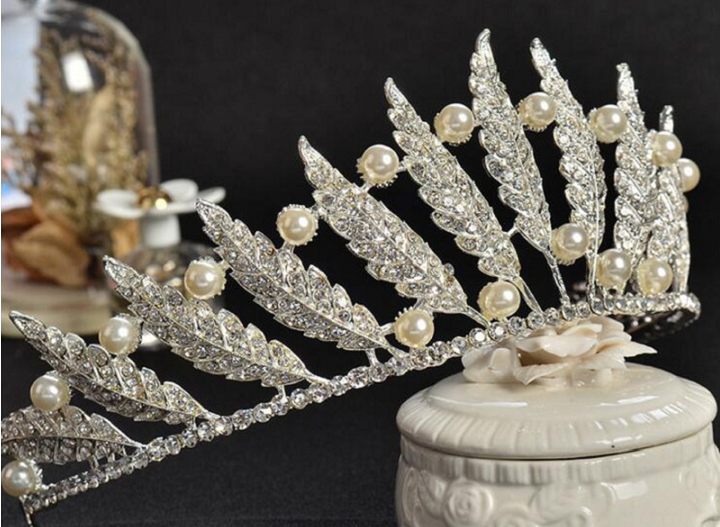 feather rhinestone and pearl tiara for ballet or wedding