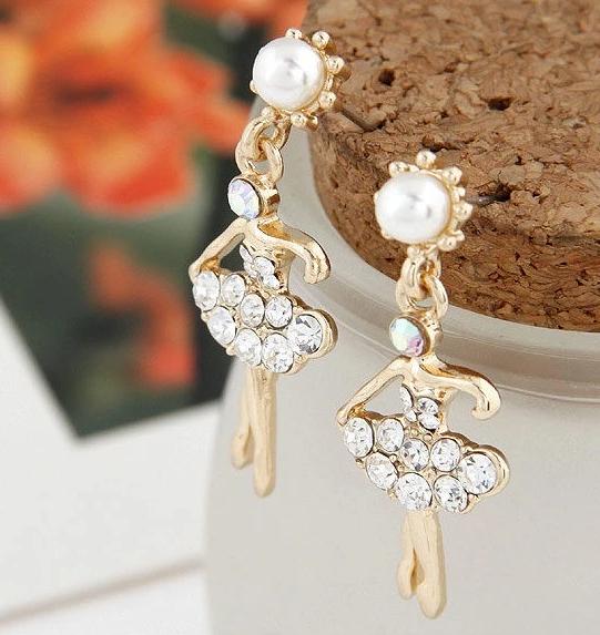 front of crystal ballerina earrings