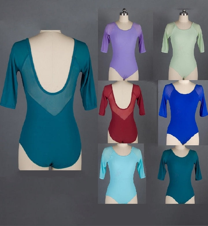 Back of mesh ballet/dance leotards in multiple colors