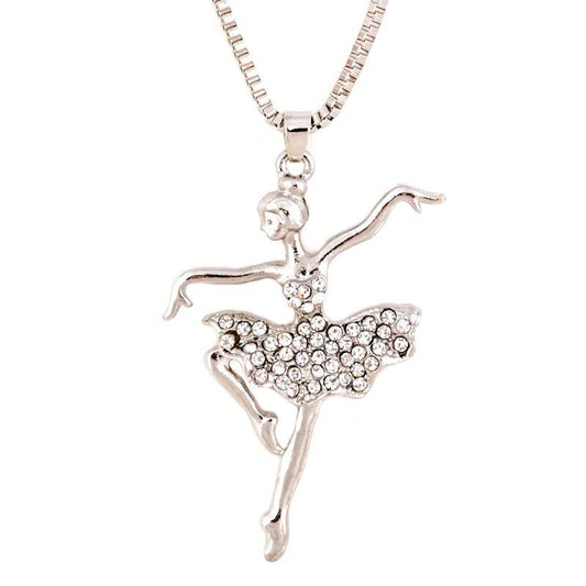 front of crystal ballerina pendant necklace