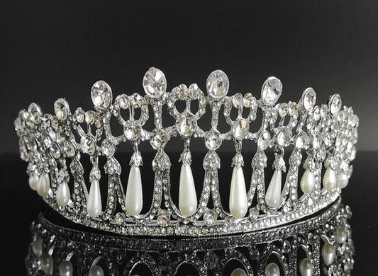front of crystal and pearl princess diana style ballet tiara YAGP