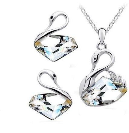 crystal swan ballerina necklace