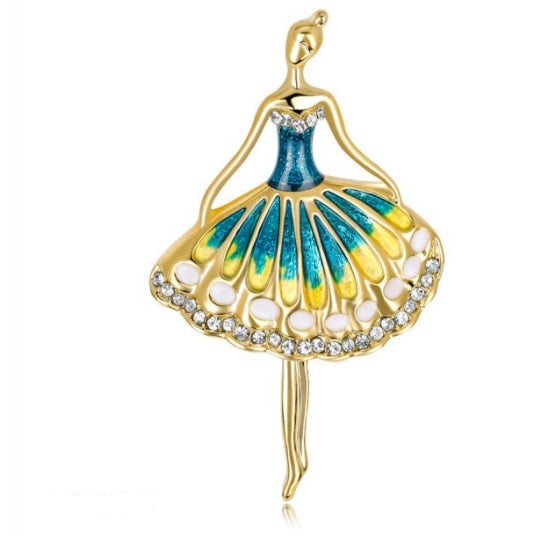 Turquoise and gold ballerina pin. YAGP dance bag pin