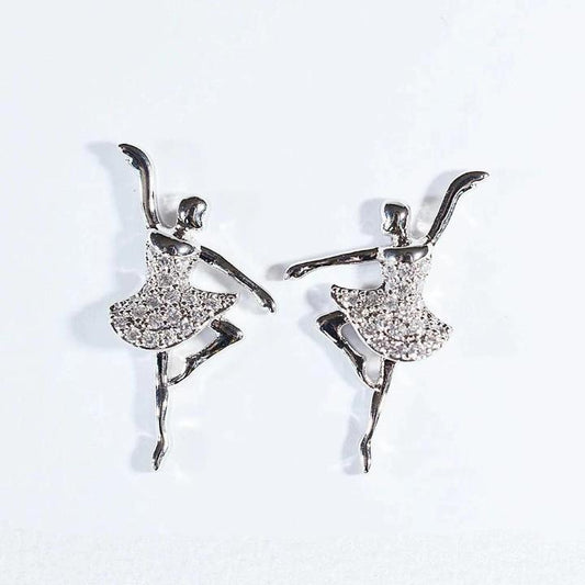 Cubic Zirconia silver ballerina earrings