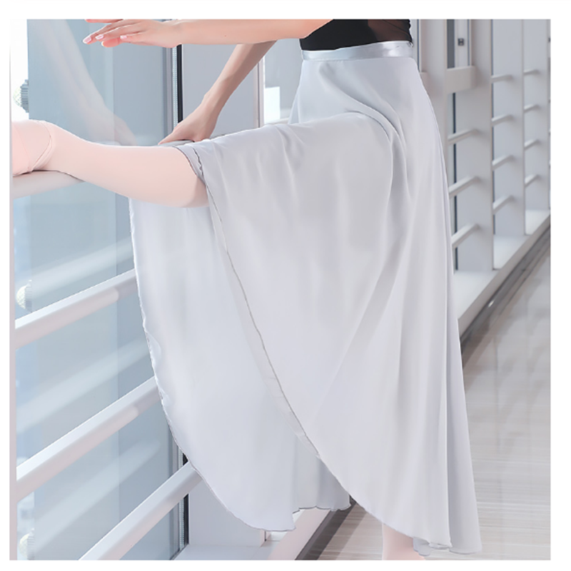 woman wearing a grey ballet skirt