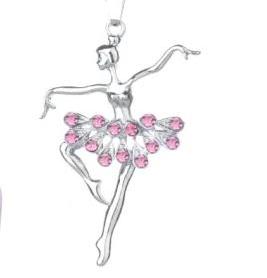 pink rhinestone ballerina necklace dancer