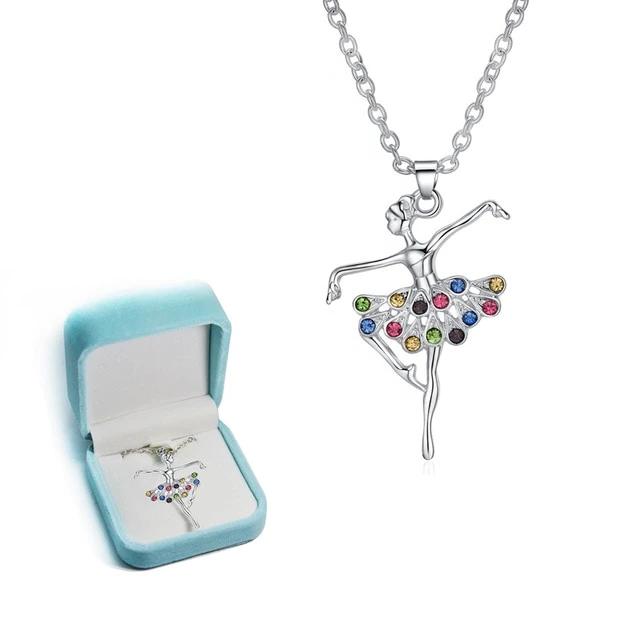 multicolored rhinestone ballerina necklace dancer