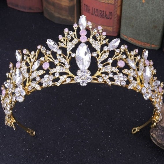 front of gold and crystal tiara ballet yagp bridal