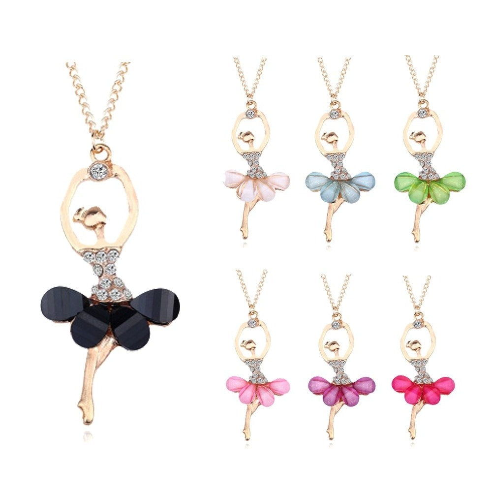different colored ballerina pendant necklaces