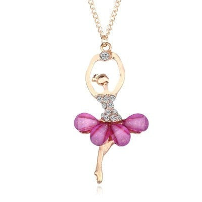 front of purple crystal ballerina pendant necklace