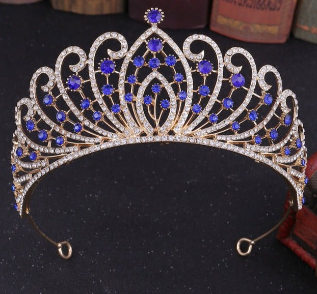 Sapphire Blue crystal tiara with rhinestones and sapphires YAGP