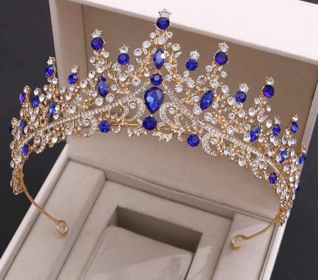 sapphire blue tiara with rhinestones and crystals. YAGP