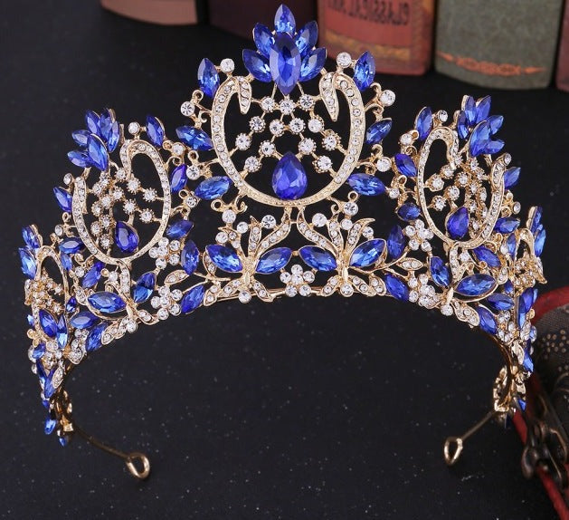 front of sapphire blue tiara. YAGP
