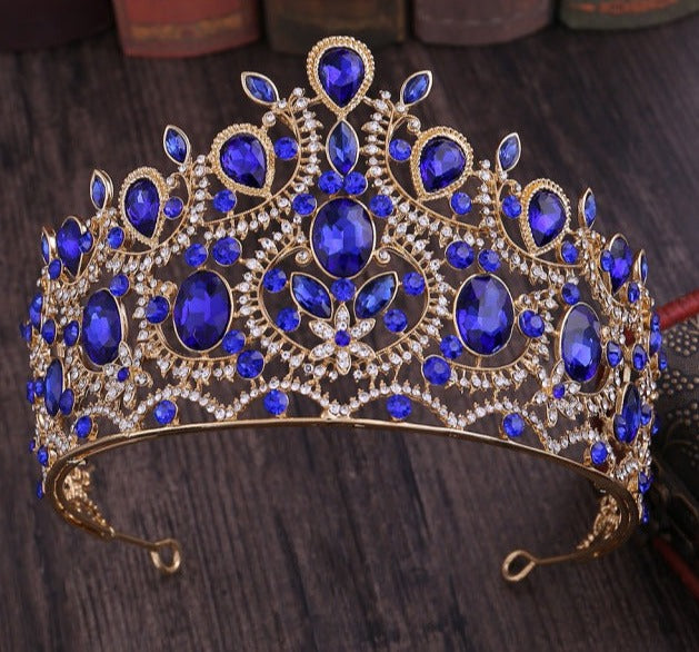 sapphire blue tiara with blue rhinestones 